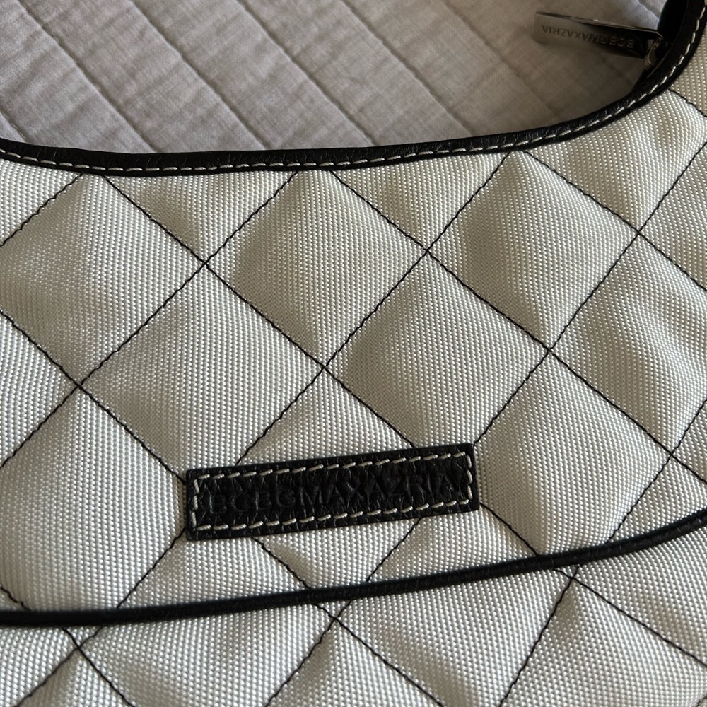 BCBG Y2K rare quilted, off-white, brown leather shoulder bagette small - Picture 2 of 16